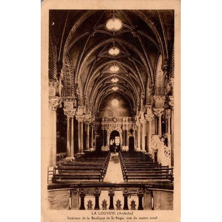 Carte postale ancienne Lalouvesc intérieur basilique maître autel