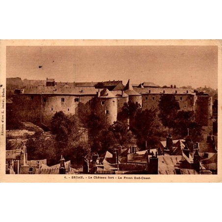 Carte postale ancienne Sedan château fort front sud ouest