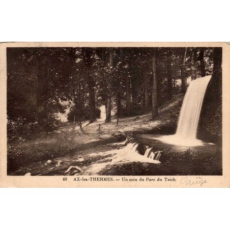 Carte postale ancienne Ax les Thermes parc du Teich Ariège