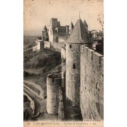 Carte postale ancienne Carcassonne tour de l’Inquisition cité