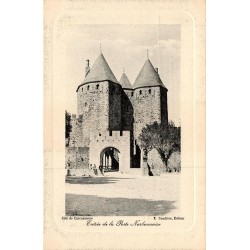 Carte postale ancienne Carcassonne porte Narbonnaise entrée cité