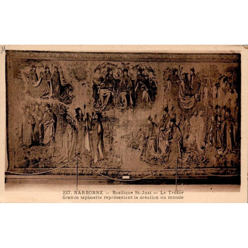 Carte postale ancienne Narbonne tapisserie Création du monde trésor