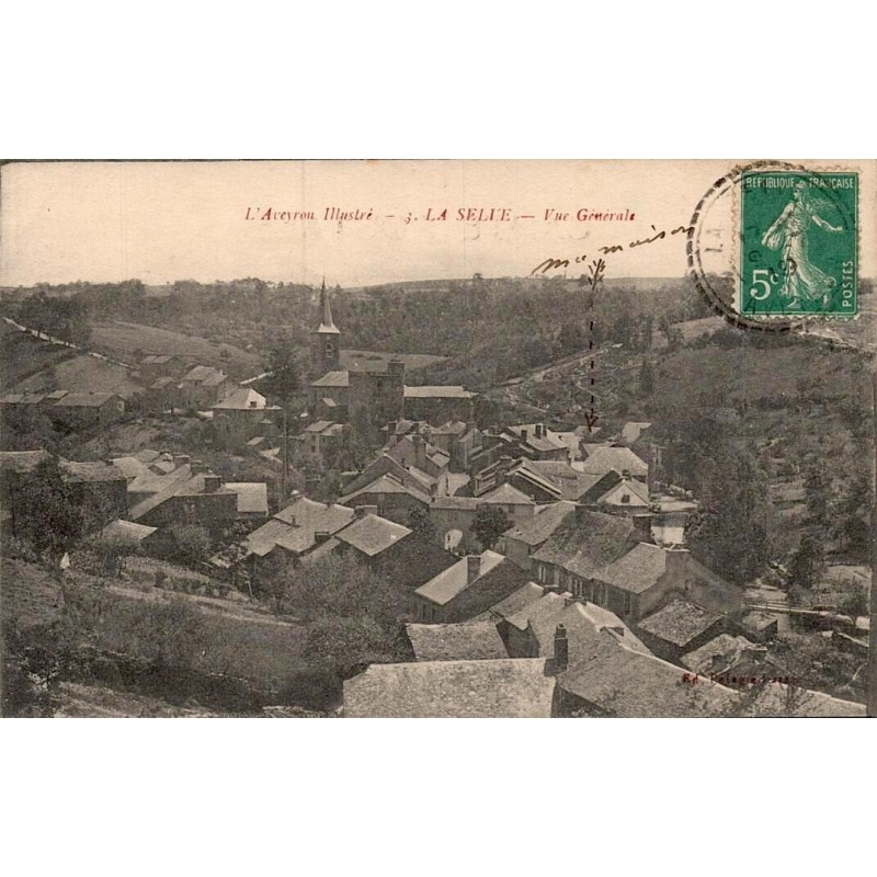 Carte postale ancienne La Selle Aveyron illustré vue générale village