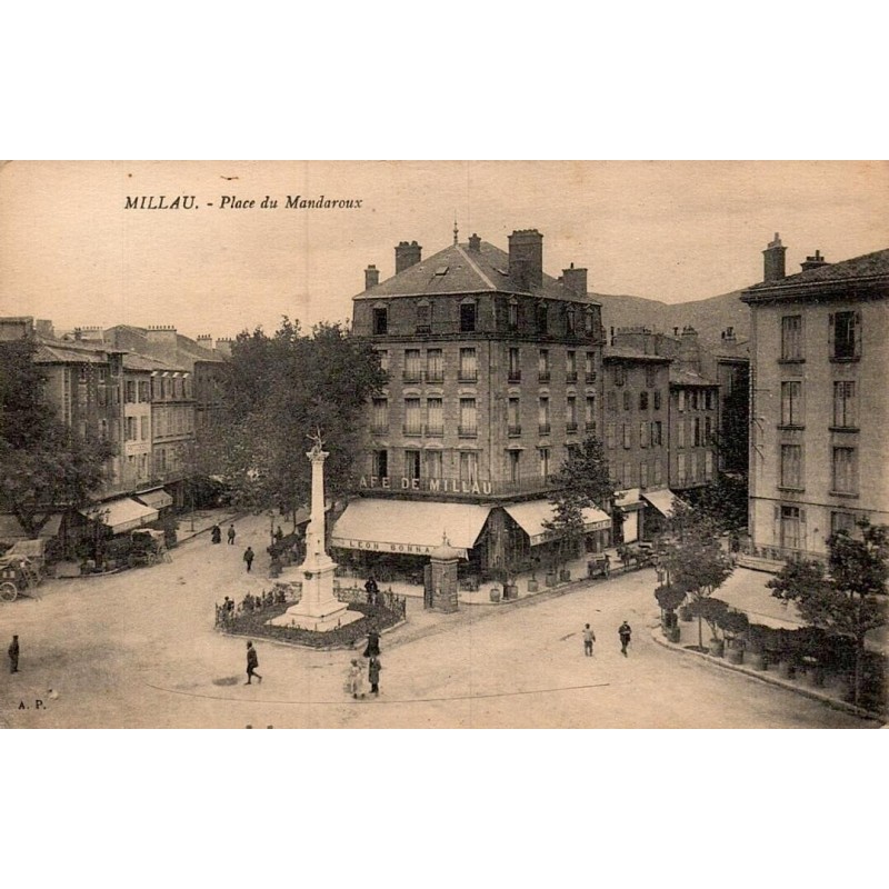 Carte postale ancienne Millau place du Mandaroux café de Millau