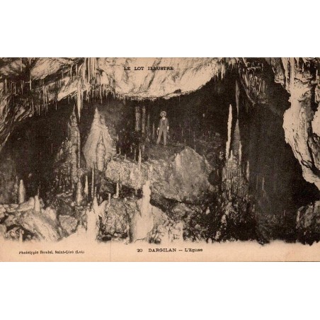 Carte postale ancienne Dargilan grotte salle église Aveyron