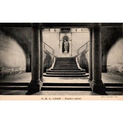 Carte postale ancienne Caen escalier central intérieur HC