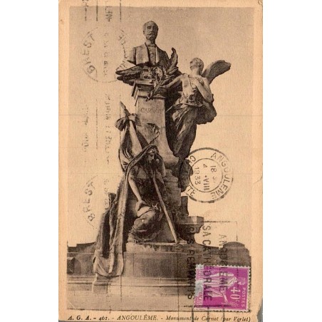 Carte postale ancienne Angoulême monument Carnot Raoul Verlet