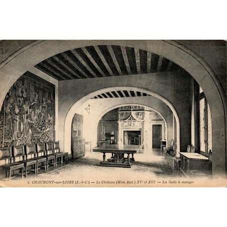 Carte postale ancienne Chaumont sur Loire salle a manger chateau LL