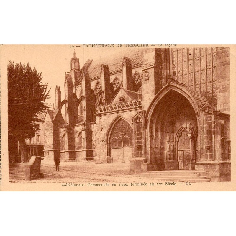 Carte postale ancienne Treguier cathedrale facade LL Bretagne