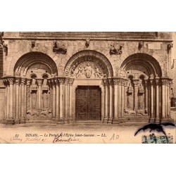 Carte postale ancienne Dinan portail eglise Saint Sauveur LL Bretagne