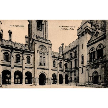 Carte postale ancienne Angoulême cour intérieure hôtel de ville Charente