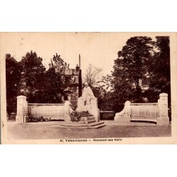 Carte postale ancienne Valenciennes monuments aux morts Grande Guerre Nord