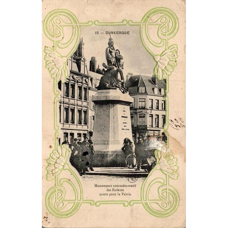 Carte postale ancienne Dunkerque monument commémoratif Enfants morts pour la Patrie Nord