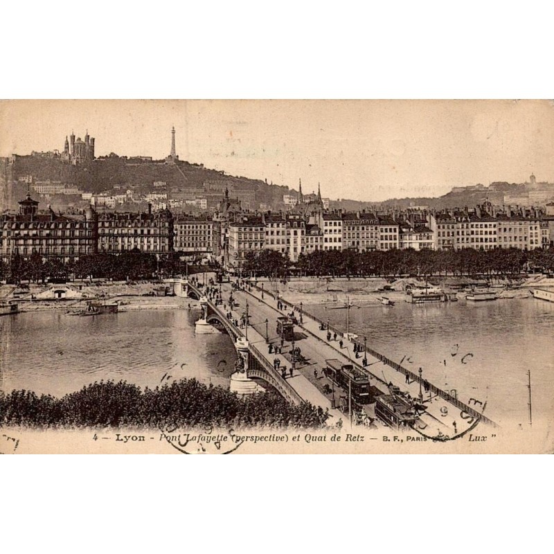 4 - LYON - Pont Lafayette (perspective) et Quai de Retz