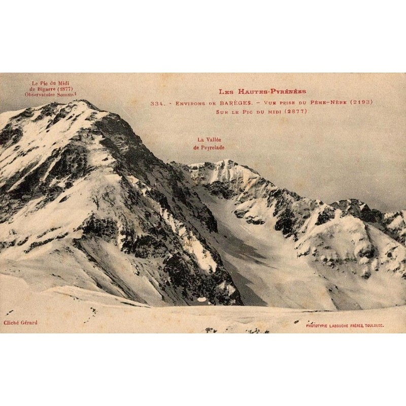 Carte postale ancienne Pyrénées vue du Pic du Nère sur le Pic du Midi