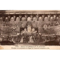 Carte postale ancienne Lyon intérieur Basilique Notre-Dame de Fourvière mosaïque Proclamation du Dogme CPA Rhône
