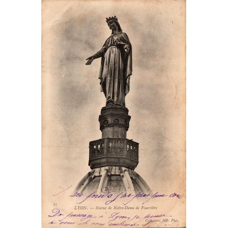 Carte postale ancienne Lyon Statue de Notre-Dame de Fourvière CPA Rhône