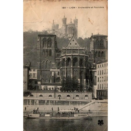 Carte postale ancienne Lyon Archevêché et Fourvière CPA Rhône