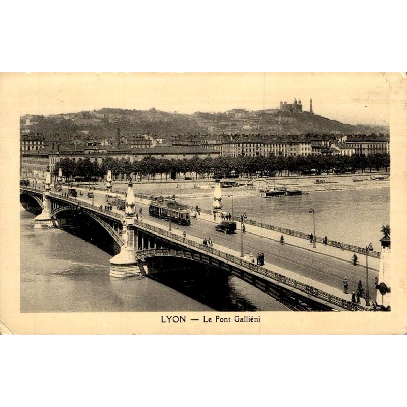 Carte postale ancienne Lyon Le Pont Gallieni sur le Rhône