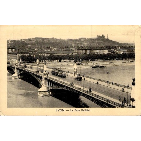 Carte postale ancienne Lyon Le Pont Gallieni sur le Rhône