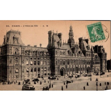 Carte postale ancienne Paris Hôtel de Ville CM CPA