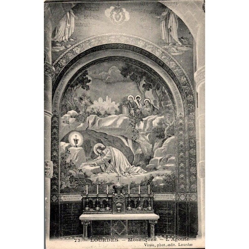 Carte postale ancienne Lourdes mosaique L’Agonie