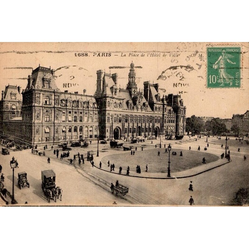 Carte postale ancienne Paris Place de l’Hôtel de Ville CPA