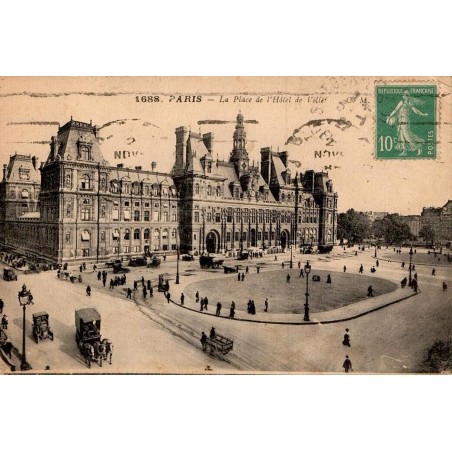 Carte postale ancienne Paris Place de l’Hôtel de Ville CPA