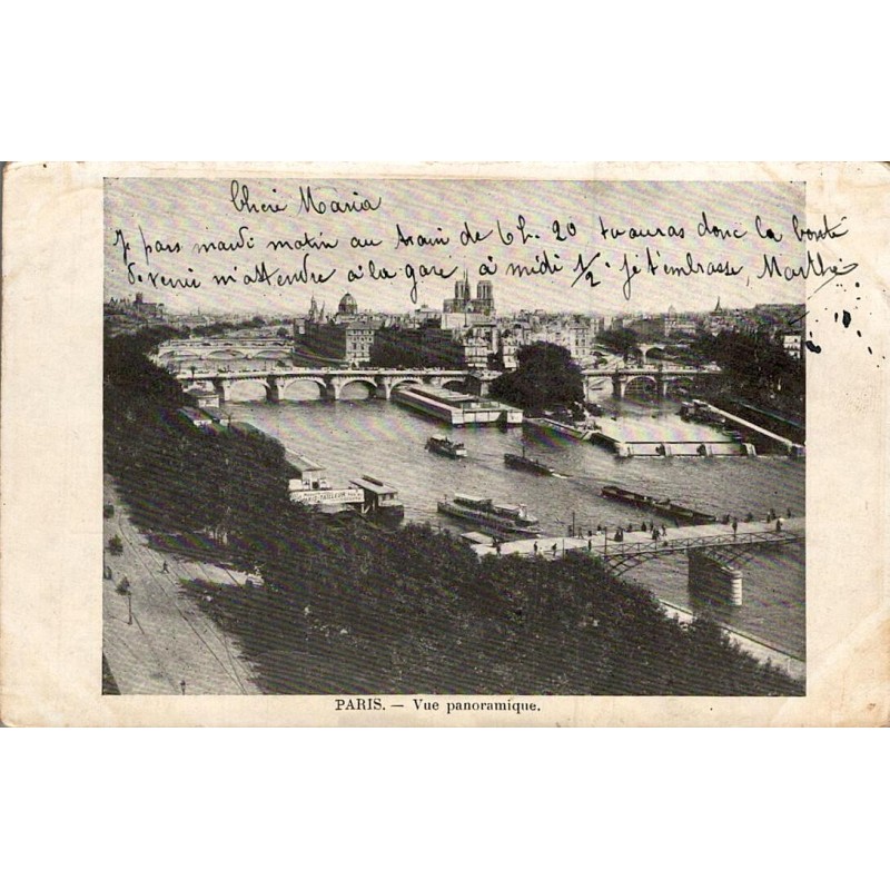 Carte postale ancienne Paris vue panoramique CPA