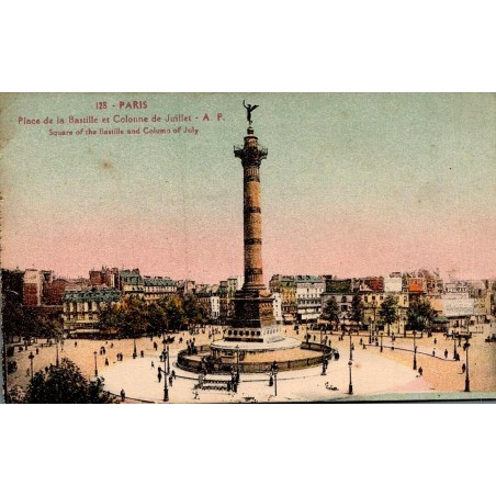 Carte postale ancienne Paris Place de la Bastille et Colonne de Juillet CPA
