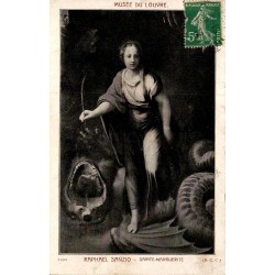Carte postale ancienne Musée du Louvre Raphaël Sanzio Sainte Marguerite BCC CPA artistique