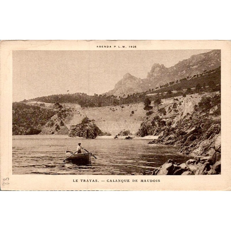 Carte postale ancienne Agenda PLM 1925 Le Trayas Calanque de Maudois CPA Var