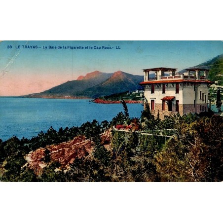 Carte postale ancienne Le Trayas Baie de la Figuarette et Cap Roux LL CPA Var