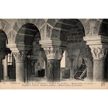 Carte postale ancienne Vézelay Résurrection de Lazare tribune du narthex