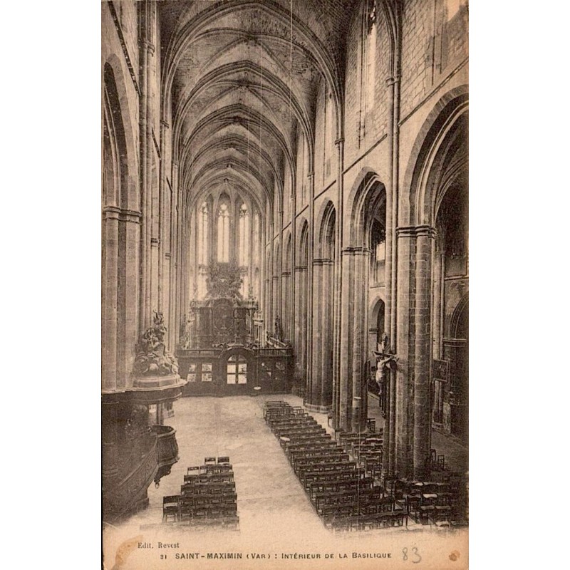 Carte postale ancienne Saint-Maximin-la-Sainte-Baume intérieur de la basilique