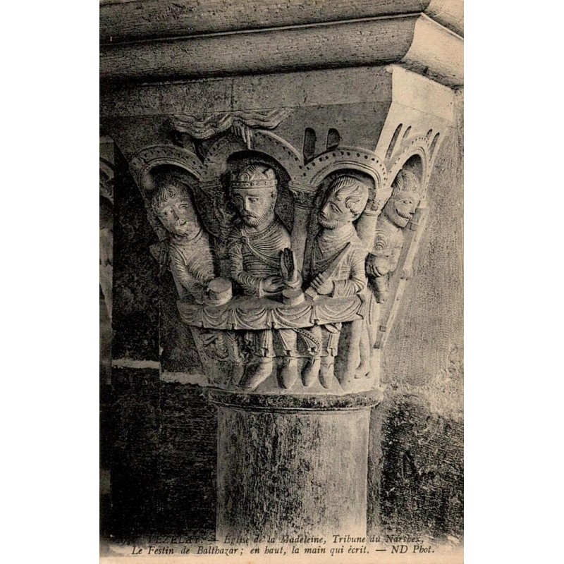 Carte postale ancienne Vézelay Festin de Balthazar tribune du narthex ND