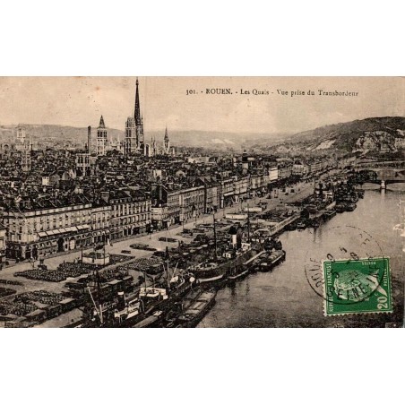 Carte postale ancienne Rouen les quais vue prise du transbordeur