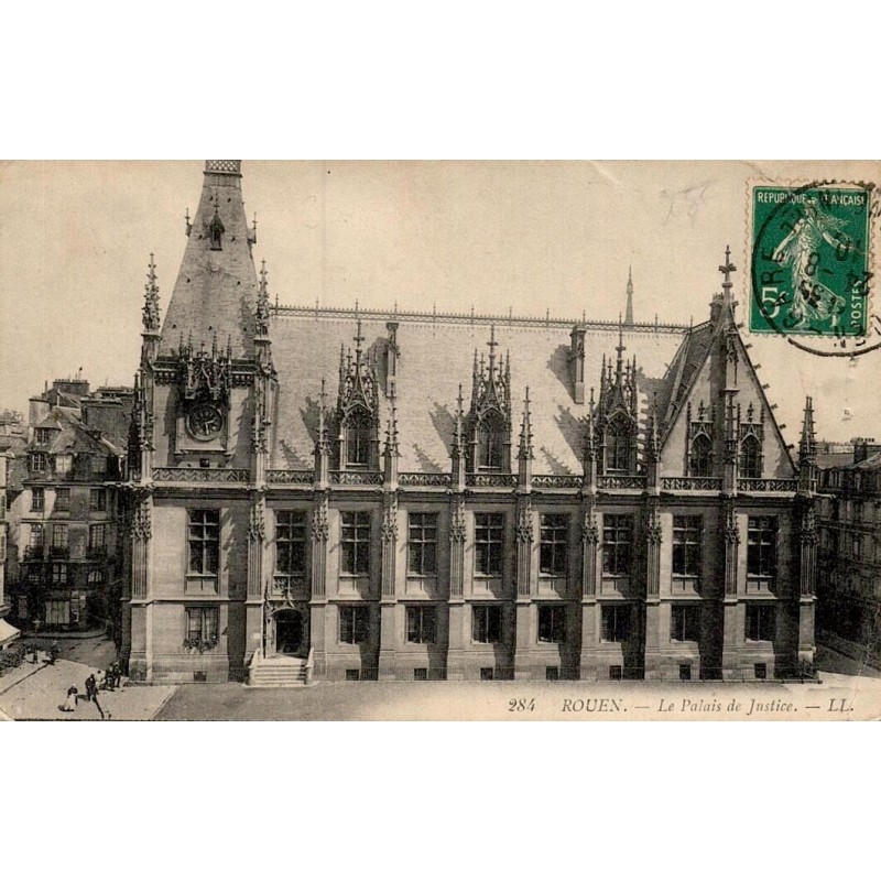 Carte postale ancienne Rouen Le Palais de Justice édition LL