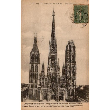 Carte postale ancienne Rouen cathédrale Notre-Dame vue d’ensemble