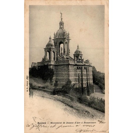 Carte postale ancienne Rouen monument de Jeanne d’Arc à Bonsecours
