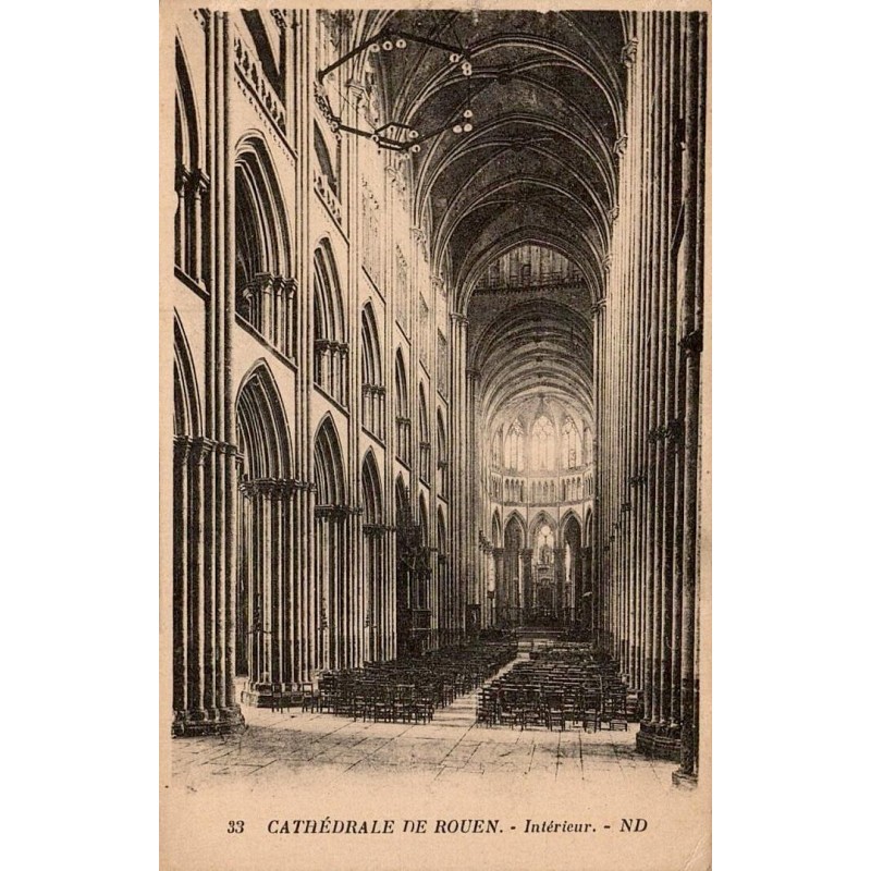 Carte postale ancienne Rouen intérieur de la cathédrale Notre-Dame édition ND