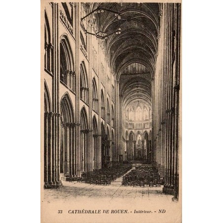 Carte postale ancienne Rouen intérieur de la cathédrale Notre-Dame édition ND