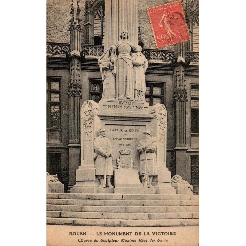 Carte postale ancienne Rouen Monument de la Victoire Maxime Réal del Sarte