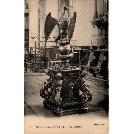 Carte postale ancienne Caudebec-en-Caux le lutrin de l’église Notre-Dame