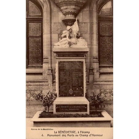 Carte postale ancienne Fécamp La Bénédictine Monument des Morts au Champ d’Honneur