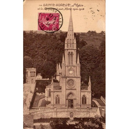 Carte postale ancienne Sainte-Adresse église et monument aux morts 1914-1918