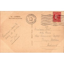 Carte postale ancienne Lourdes – Monument de Cambrai