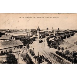 Carte postale ancienne Strasbourg Les Ponts du Rhin et Kehl dans le lointain