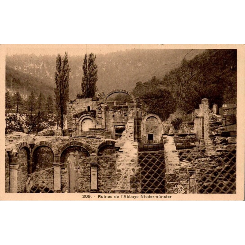 Carte postale ancienne Ruines de l’Abbaye de Niedermunster en Alsace