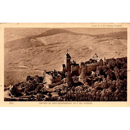 Carte postale ancienne Château du Haut-Koenigsbourg vu à vol d’oiseau